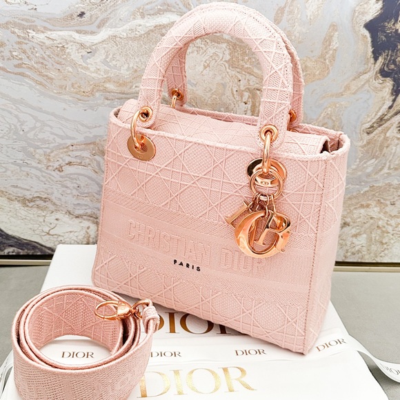 Christian Dior Canvas Cannage Medium Lady Dior D-Lite Tote Bag - Picture 2 of 16